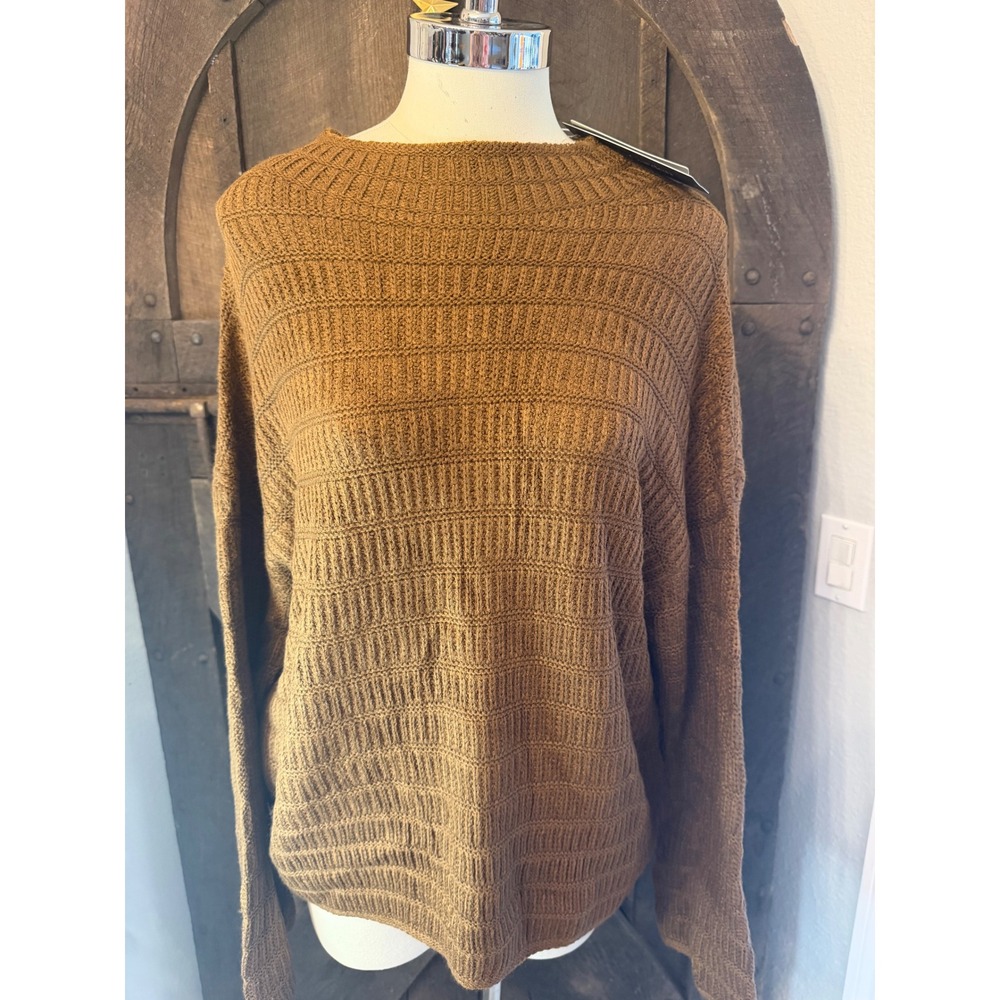 NWT PrettyGarden Textured Knit Sweater XL Brown Long Sleeve Crewneck
